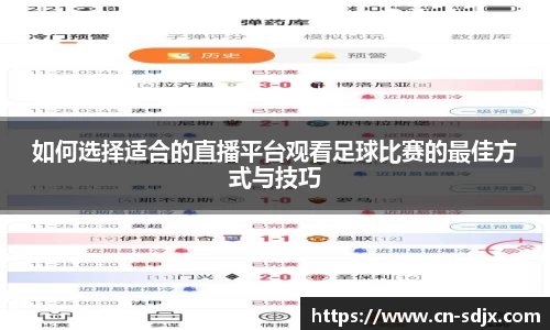 如何选择适合的直播平台观看足球比赛的最佳方式与技巧